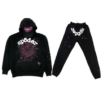 Sp5der 22ss Classic Flame Graffiti Black Tracksuit