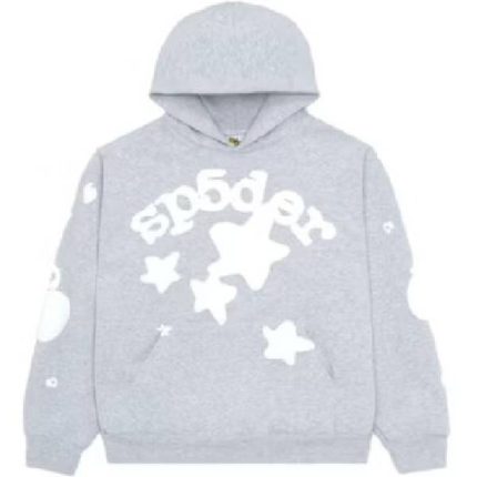 Sp5der Star Gothic Hoodie Grey