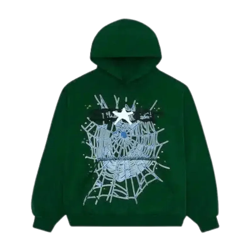 Hunter Green Sp5der Web Hoodie Hunter Green Sp5der Web Hoodie