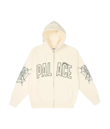 Palace Sp5der Zip Hoodie – Soft White
