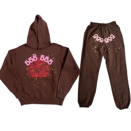 Sp5der 555 555 Web Pattern Tracksuit – Brown