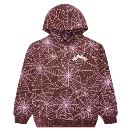 Sp5der All Over Print Hoodie White Logo – Brown