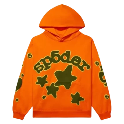 Sp5der Beluga Hoodie Sp5 Brown Logo – Orange