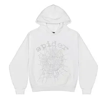 Sp5der OG Rhinestone Logo Hoodie – White