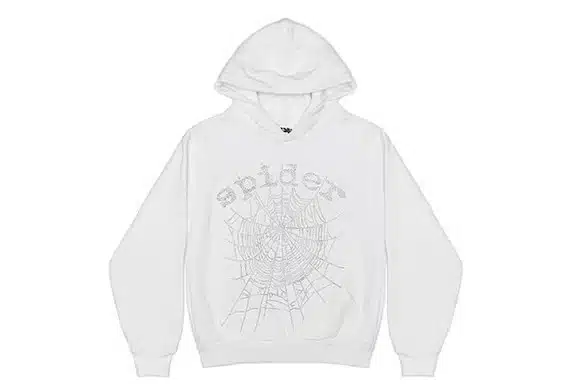 Sp5der OG Rhinestone Logo Hoodie – White Sp5der OG Rhinestone Logo Hoodie – White