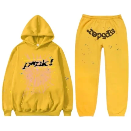 Sp5der Punk Pink Printed Tracksuit – Yellow
