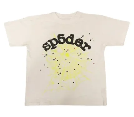 Sp5der T shirt with Black Printed – Beige