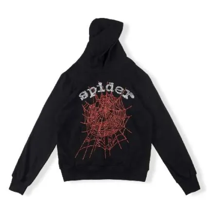 Sp5der White Printed Hoodie – Black