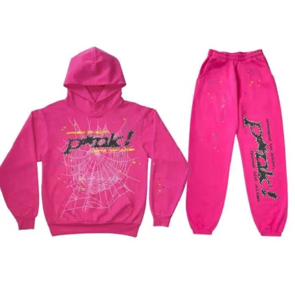 Spider Punk Black Printed Tracksuit – Pink